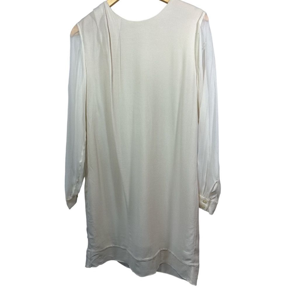 THAKOON ADDITION Women's Sheer Silk Tulip Long Sleeve Shift Dress Ivory Size 6